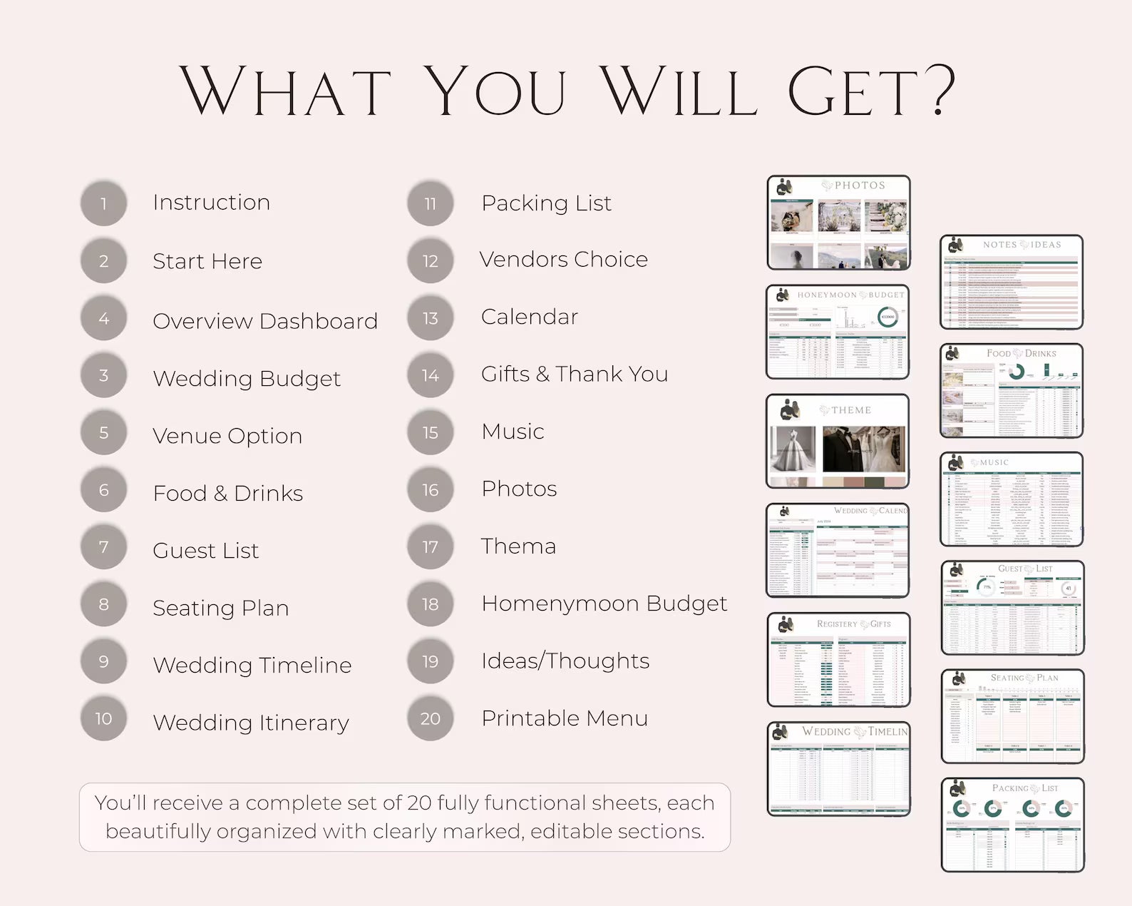 Wedding Planner Digital Download | Wedding Budget Tracker, Guest List, Timeline, Checklist, Seating Chart