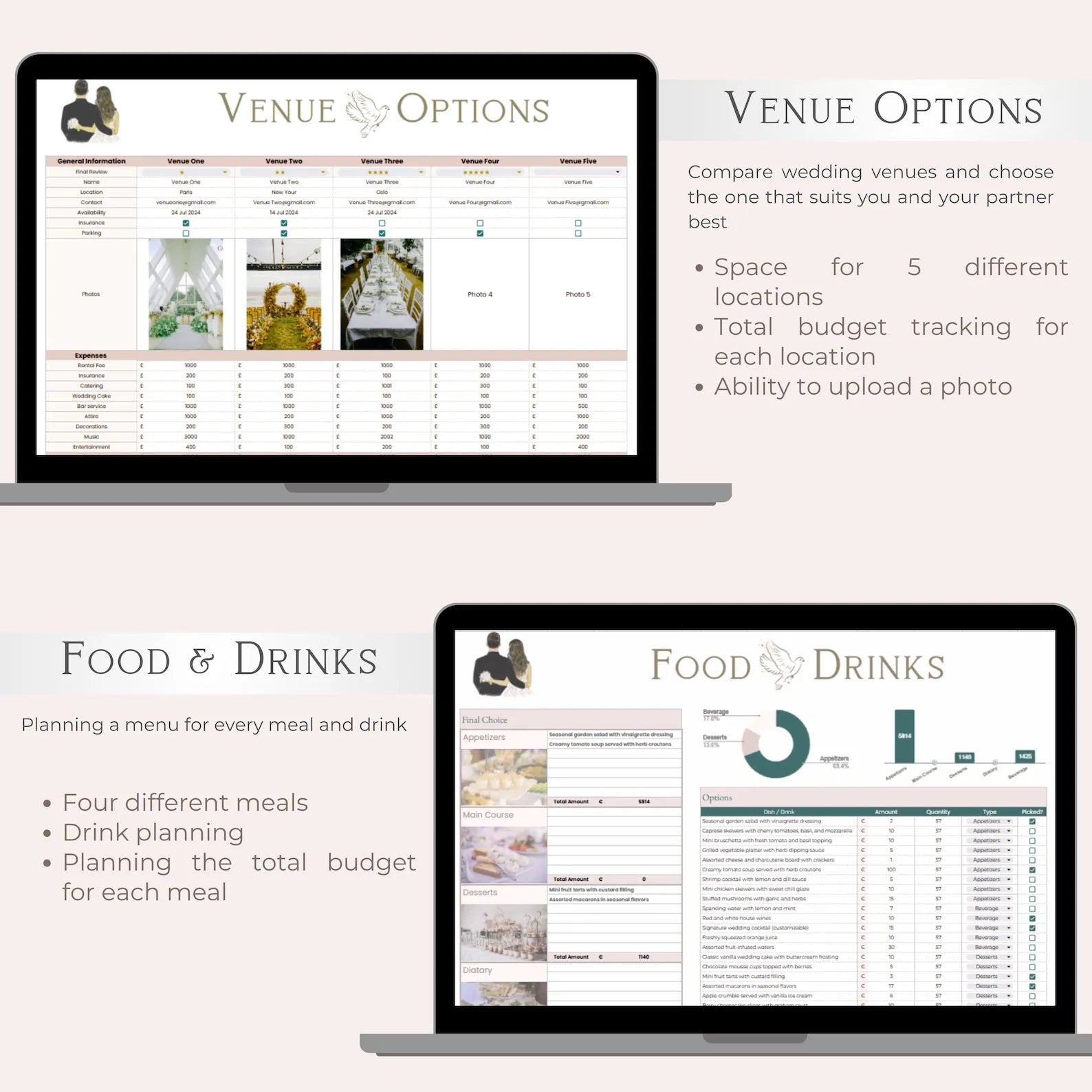 Wedding Planner Digital Download | Wedding Budget Tracker, Guest List, Timeline, Checklist, Seating Chart