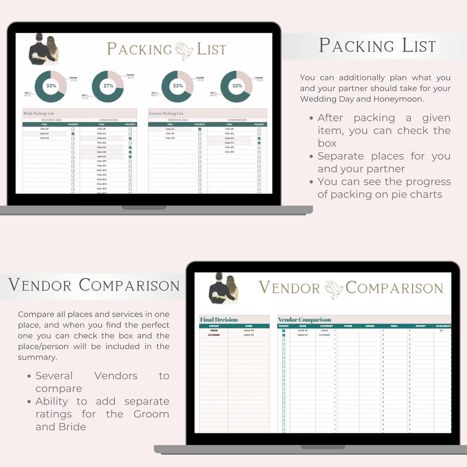 Wedding Planner Digital Download | Wedding Budget Tracker, Guest List, Timeline, Checklist, Seating Chart