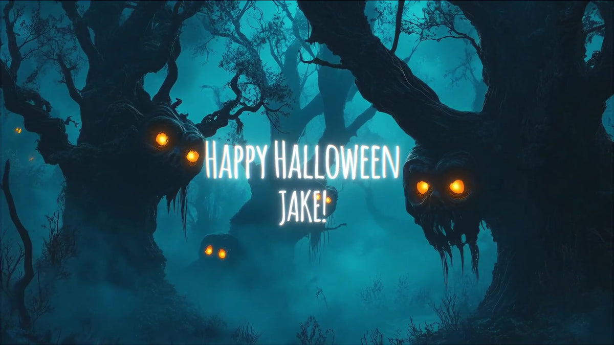 Halloween video scene: Happy Halloween with the recipient's name